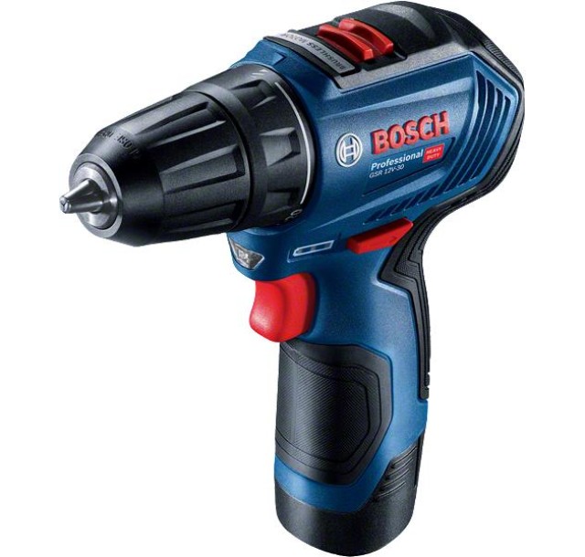 Шурупокрут-дриль акумуляторний Bosch GSR 12V-30, 12В 2x2.0 Аг, 30Нм, 20+1, 420/1600об/хв, безщітковий, 0.78кг