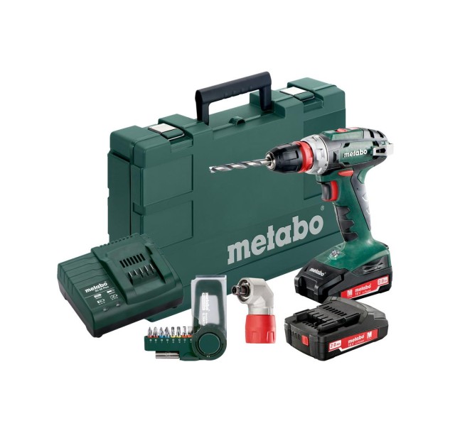 Шурупокрут-дриль акумуляторний Metabo BS 18 Quick, 18В 2x2Aг, 24/48Нм, 0-450/0-1600об/хв, 1.4кг