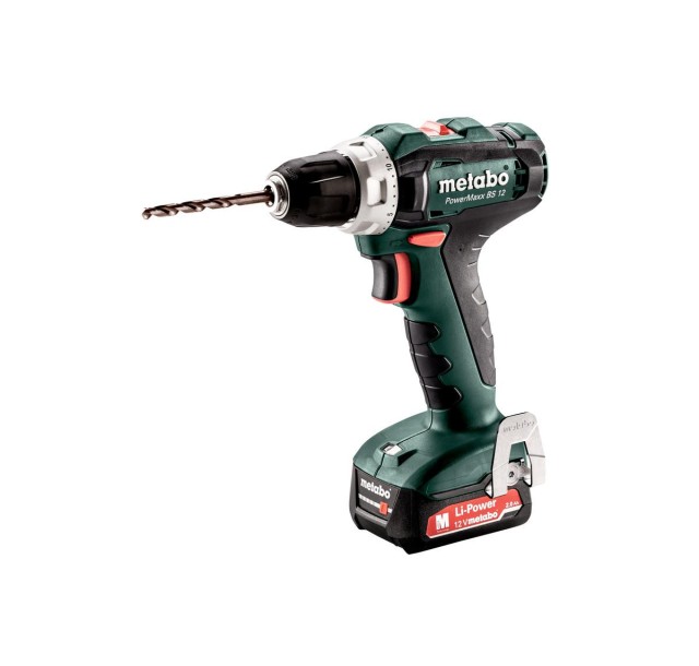 Шурупокрут-дриль акумуляторний Metabo PowerMaxx BS 12, 12В 2х2.0Аг, 17/40Нм, 0-360/01400об/хв, 1.1кг