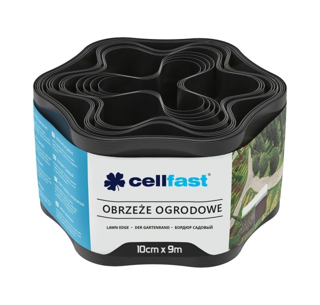 Стрічка газонна Cellfast, бордюрна, хвиляста, 10смх9м, чорний