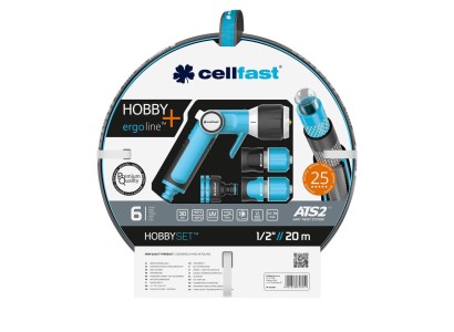 Набір для поливу Cellfast HOBBY ATS2 в комплекті шланг 1/2” 20м 6 шарів -20…+60°C зрошувач комплект підключення ERGO