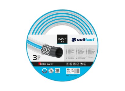 Шланг садовий Cellfast BASIC, 1/2', 50м, 3 шари, до 25 Бар, -20…+60°C