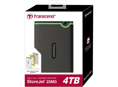 Портативний жорсткий диск Transcend 4TB USB 3.1 StoreJet 25M3 Сірий