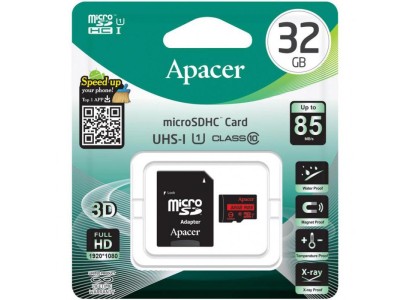 Карта пам'яті Apacer microSD  32GB C10 UHS-I R85MB/s + SD