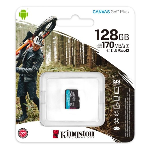 Карта пам'яті Kingston microSD  128GB C10 UHS-I U3 A2 R170/W90MB/s