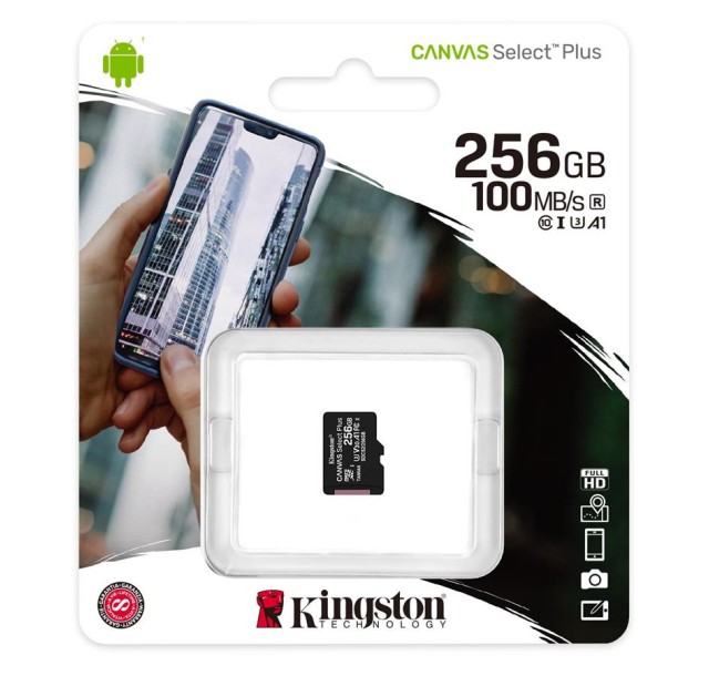 Карта пам'яті Kingston microSD  256GB C10 UHS-I R100/W85MB/s