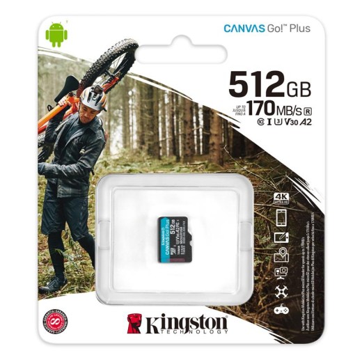 Карта пам'яті Kingston microSD  512GB C10 UHS-I U3 A2 R170/W90MB/s