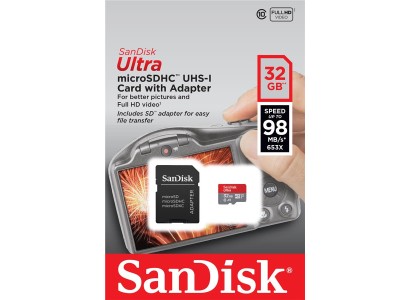 Карта пам'яті SanDisk microSD   32GB C10 UHS-I R100MB/s Ultra + SD