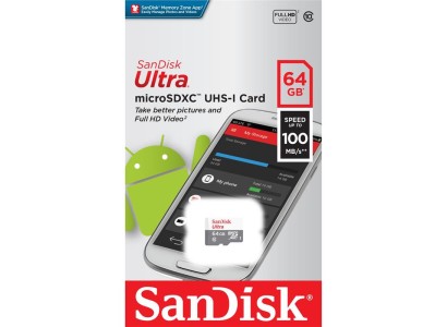 Карта пам'яті SanDisk microSD   64GB C10 UHS-I R100MB/s Ultra