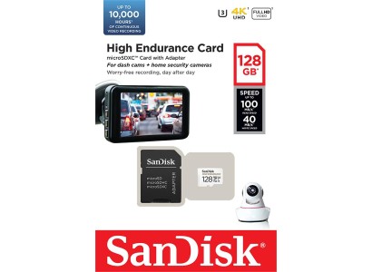 Карта пам'яті SanDisk microSD  128GB C10 UHS-I U3 V30 R100/W40MB/s High Endurance