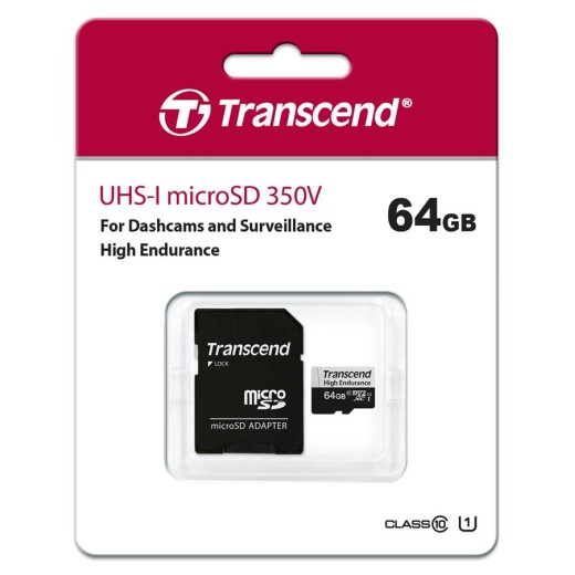 Карта пам'яті Transcend microSD  64GB C10 UHS-I U1 High Endurance (85TB)