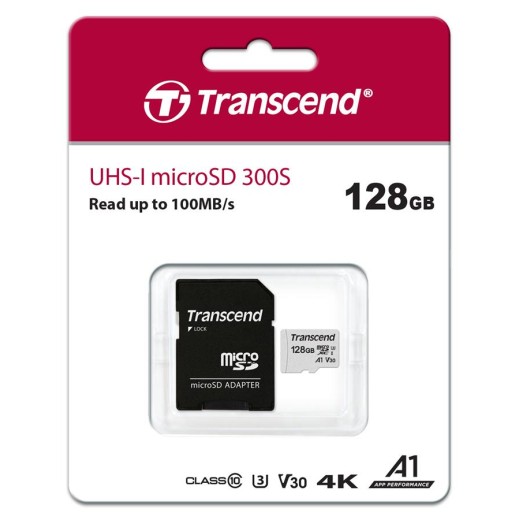 Карта пам'яті Transcend microSD 128GB C10 UHS-I R100/W40MB/s + SD