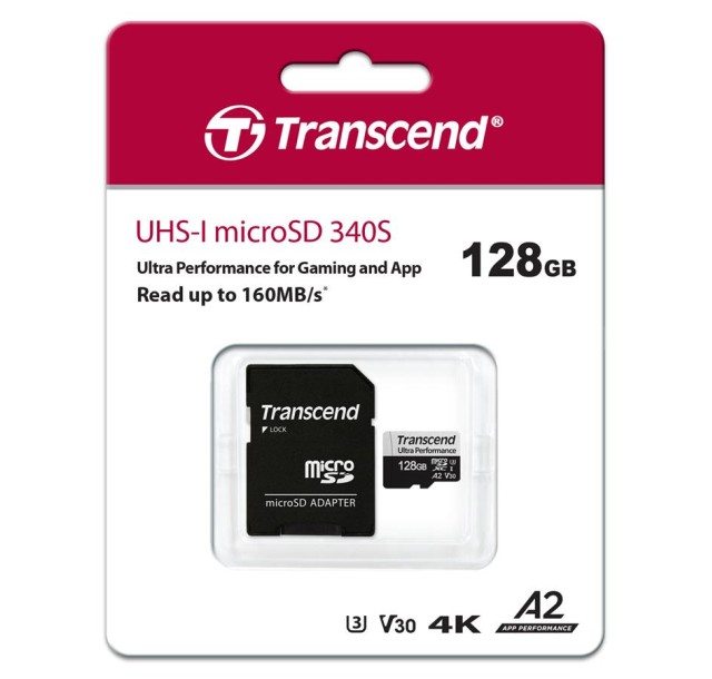 Карта пам'яті Transcend microSD 128GB C10 UHS-I U3 A2 R160/W125MB/s + SD