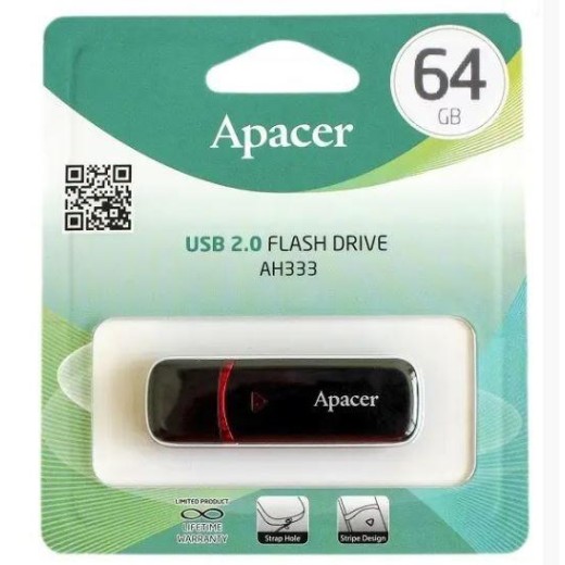 Накопичувач Apacer  64GB USB 2.0 Type-A AH333 Чорний