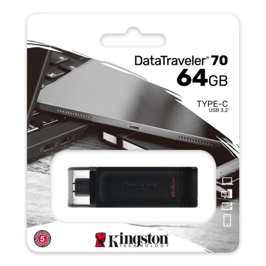 Накопичувач Kingston   64GB USB 3.2 Type-C Gen 1 DT70