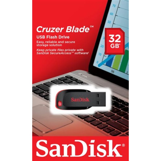 Накопичувач SanDisk   32GB USB 2.0 Type-A Cruzer Blade