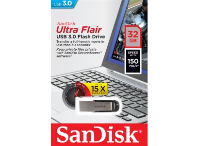 Накопичувач SanDisk   32GB USB 3.0 Type-A Flair R150MB/s Срібний