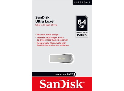 Накопичувач SanDisk   64GB USB 3.1 Type-A Ultra Luxe Срібний