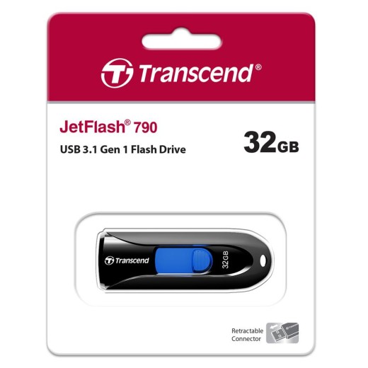 Накопичувач Transcend  32GB USB 3.1 Type-A JetFlash 790 Чорний