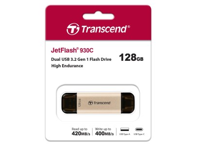 Накопичувач Transcend 128GB USB 3.2 Type-A + Type-C JetFlash 930 R420/W400MB/s Чорний