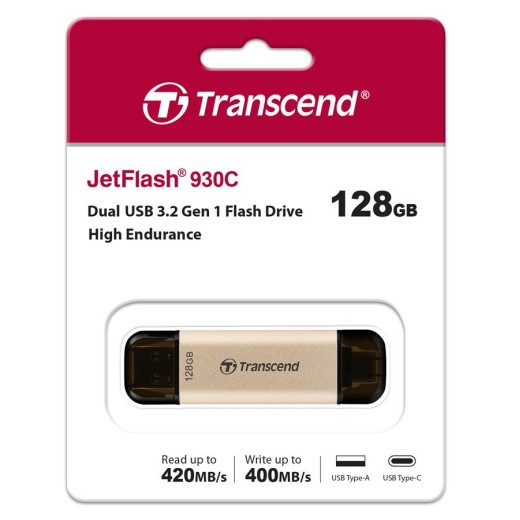 Накопичувач Transcend 128GB USB 3.2 Type-A + Type-C JetFlash 930 R420/W400MB/s Чорний