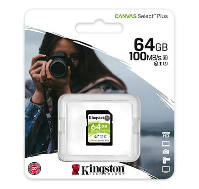 Карта пам'яті Kingston SD  64GB  C10 UHS-I R100MB/s