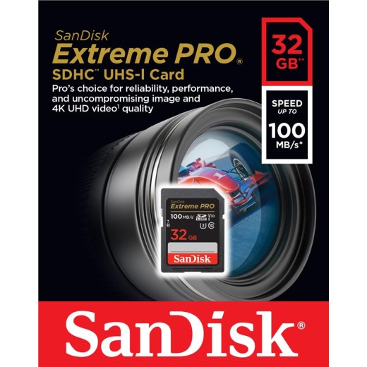 Карта пам'яті SanDisk SD   32GB C10 UHS-I U3 R100/W90MB/s Extreme Pro V30