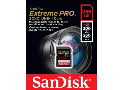 Карта пам'яті SanDisk SD  256GB C10 UHS-II U3 V90 R300/W260MB/s Extreme Pro