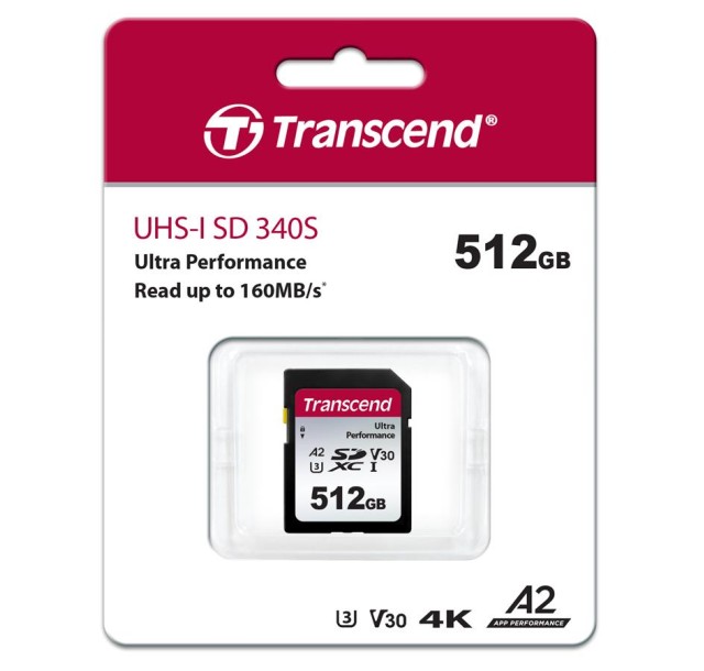 Карта пам'яті Transcend SD 512GB C10 UHS-I U3 A2 R160/W90MB/s 4K