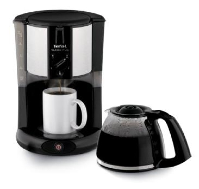 Кавоварка Tefal крапельна Subito Mug 1.25л, мелена, чорно-сріблястий