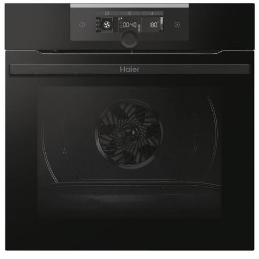 Духова шафа Haier електрична, 70л, A+, дисплей, конвекція, телескопічні напрямні, чорний