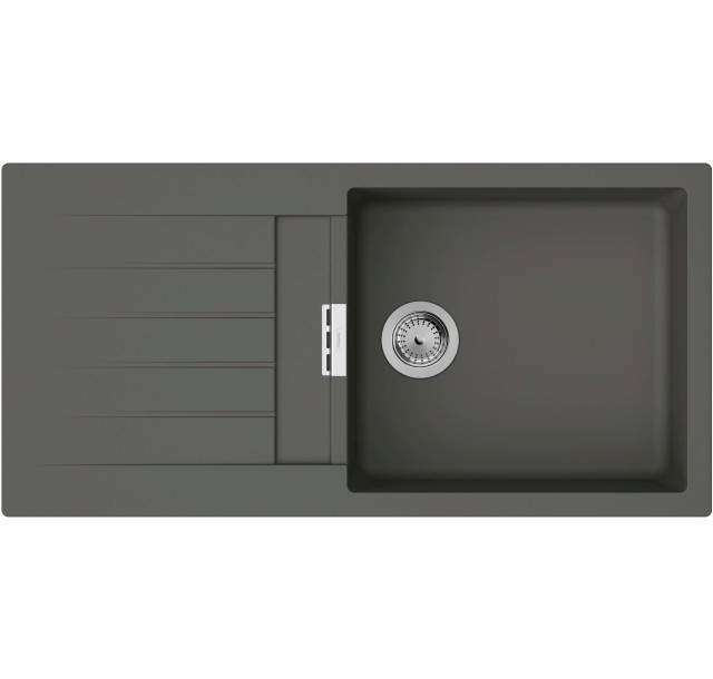 Мийка кухонна Hansgrohe S52, граніт, прямокутник, з крилом, 980х480х190мм, чаша - 1, врізна, S52-F480, сірий камінь