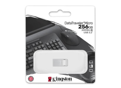 Накопичувач Kingston  256GB USB 3.2 Type-A Gen1 DT Micro R200MB/s Metal