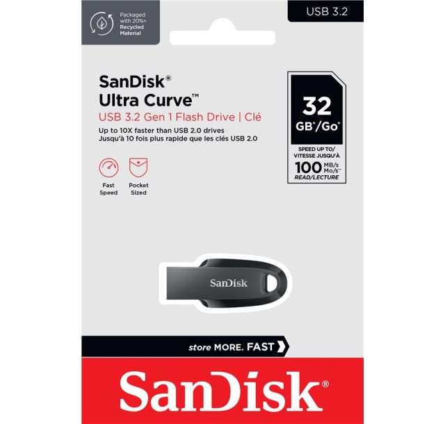 Накопичувач SanDisk   32GB USB 3.2 Type-A Ultra Curve Чорний