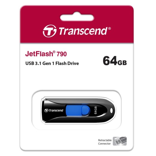 Накопичувач Transcend  64GB USB 3.1 Type-A JetFlash 790 Чорний