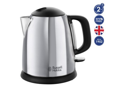 Електрочайник Russell Hobbs Victory 1л, метал, сріблясто-чорний