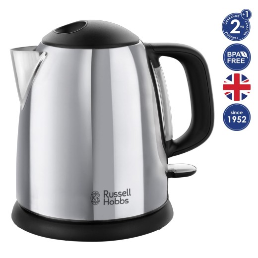 Електрочайник Russell Hobbs Victory 1л, метал, сріблясто-чорний