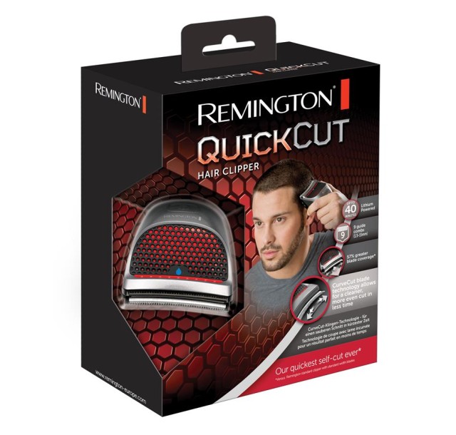 Машинка для стрижки Remington QuickCut Hairclipper, мережа+акум., роторний мотор, насадок-9, кейс, сталь, чорно-сріблястий