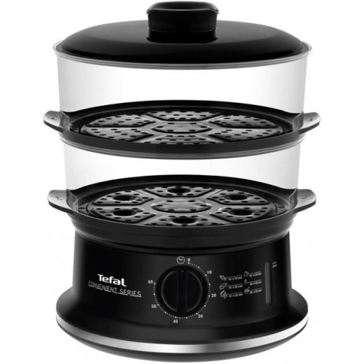 Пароварка Tefal Convenient, 900Вт, чаша-2.9/3.1л, резервуар для води -1.5л, механічне керув., пластик, чорний