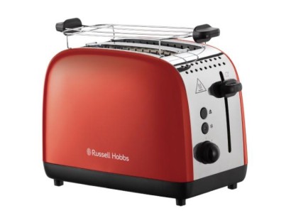 Тостер Russell Hobbs Colours Plus 1600Вт, підігрів, розморожування, метал., червоний