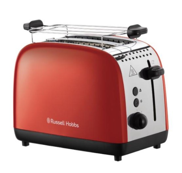 Тостер Russell Hobbs Colours Plus 1600Вт, підігрів, розморожування, метал., червоний