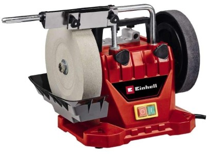 Точило Einhell TC-WG 200, 125Вт, диск вологого заточування 200х32мм, шкіряний диск 180х30мм, 110об/хв, 7.33кг