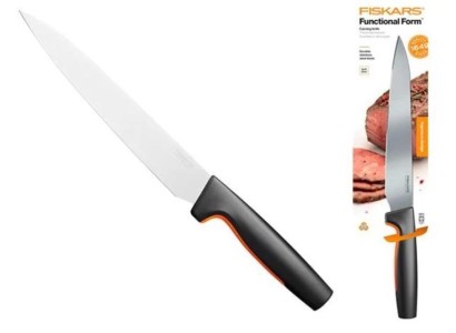 Кухонний ніж для м'яса Fiskars Functional Form, 21см, нержавіюча сталь, пластик, чорний