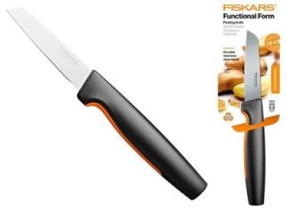 Кухонний ніж для овочів Fiskars Functional Form, прямий, 8см, нержавіюча сталь, пластик, чорний