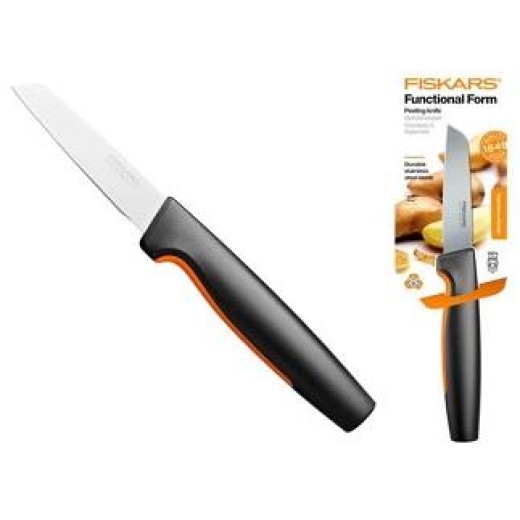 Кухонний ніж для овочів Fiskars Functional Form, прямий, 8см, нержавіюча сталь, пластик, чорний