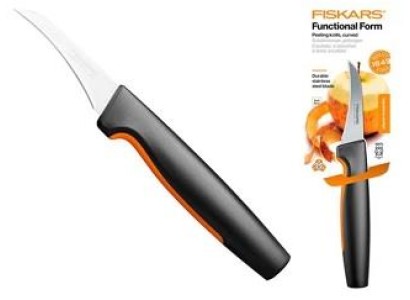 Кухонний ніж для овочів вигнутий Fiskars Functional Form, 6.8см, нержавіюча сталь, пластик, чорний