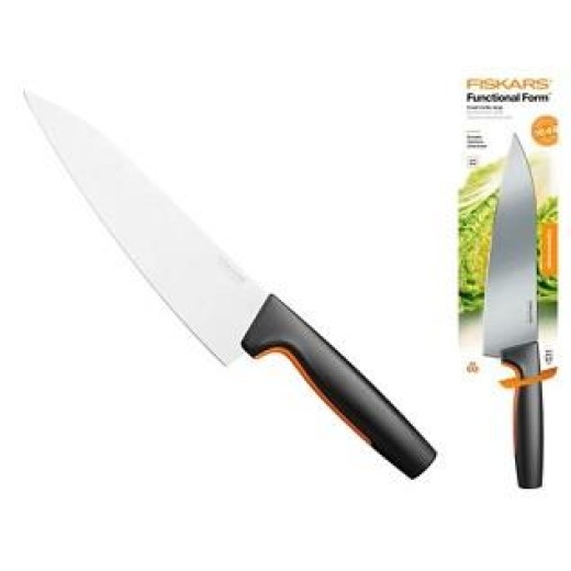 Кухонний ніж кухарський Fiskars Functional Form, великий, 19.9см, нержавіюча сталь, пластик, чорний