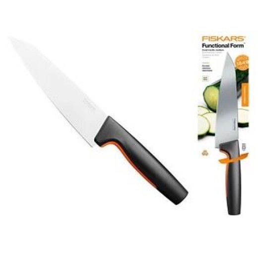 Кухонний ніж кухарський Fiskars Functional Form, середній, 16.9см, нержавіюча сталь, пластик, чорний