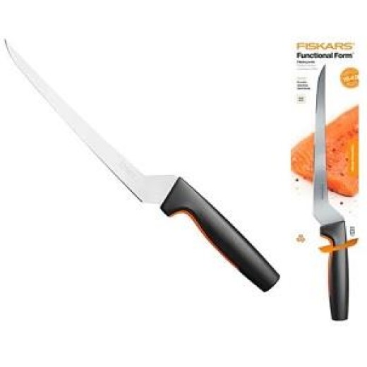 Кухонний ніж філейний Fiskars Functional Form, 21.6см, нержавіюча сталь, пластик, чорний