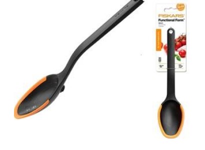 Ложка кухонна Fiskars Functional Form, 29см, пластик, силікон, чорний